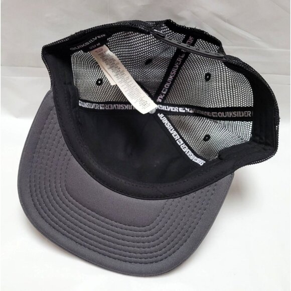 Quiksilver Black Gray Mesh Trucker Hat Abstract Print Adjustable Snapback OSFM - Picture 6 of 9